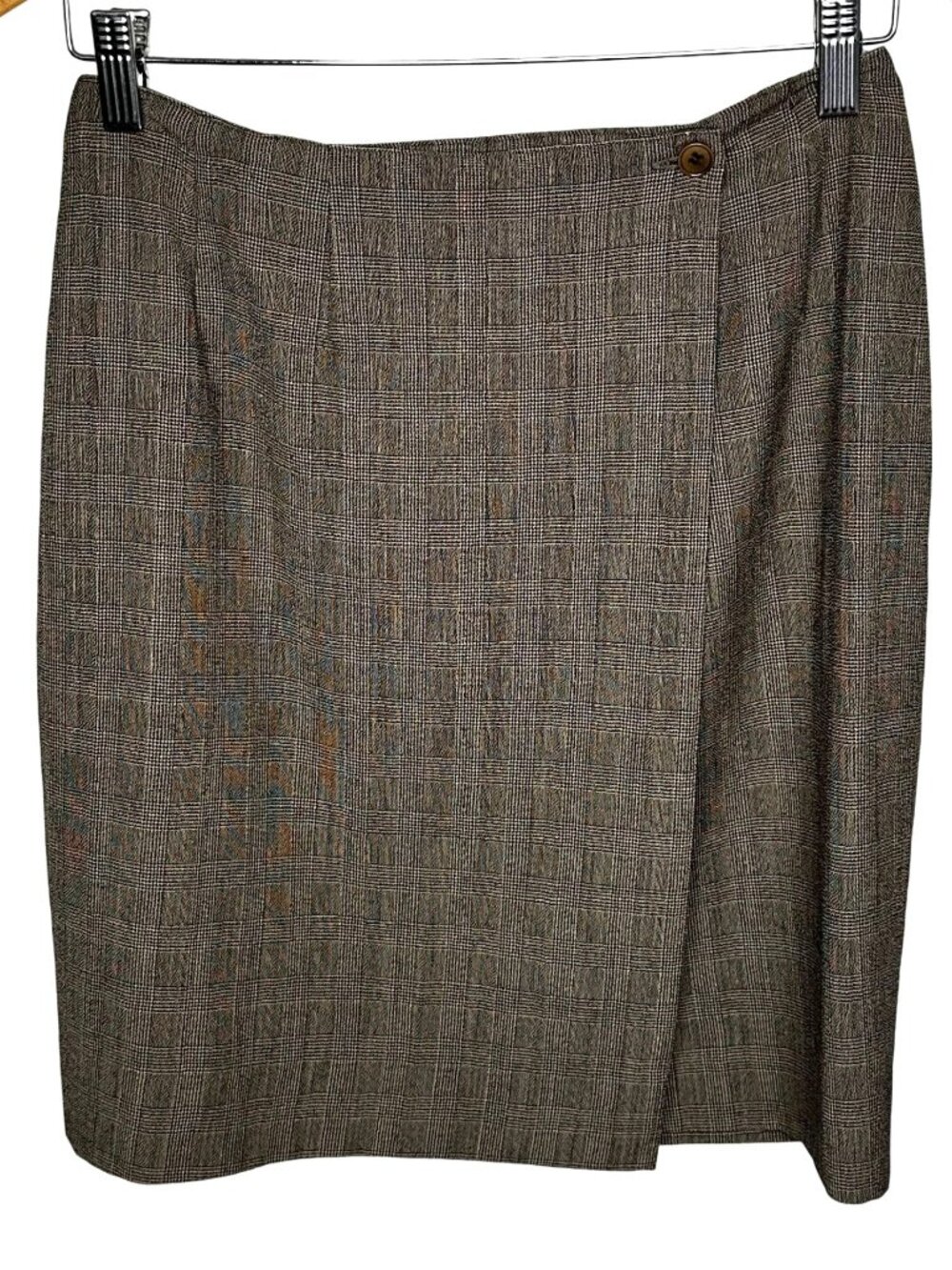 Y2K Borgopinti Firenze Italian Wool Glen Plaid Wrap Mini Skirt Old Money Sz M